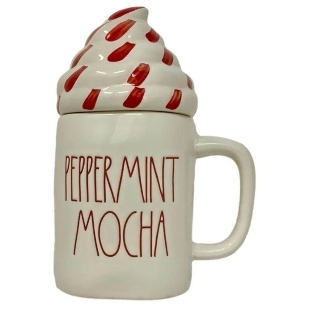 RAE DUNN ceramic Peppermint Mocha Mug & Topper Christmas Large mug collection